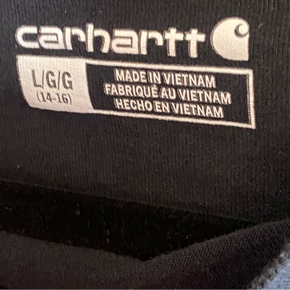 Carhartt black long sleeve spell out on sleeve. No letter cracking. Kids size L - Picture 4 of 5